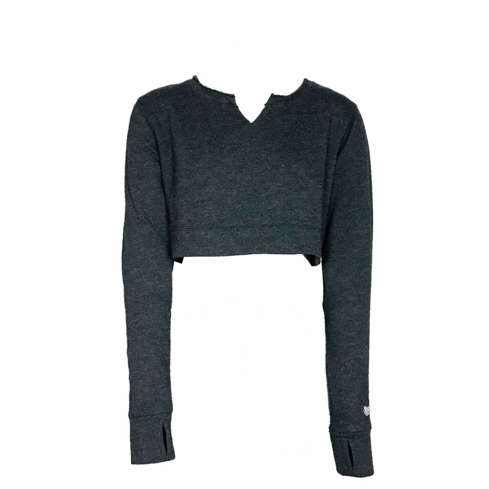 Forever 21 Charcoal Gray Long Sleeved Crop Sweater